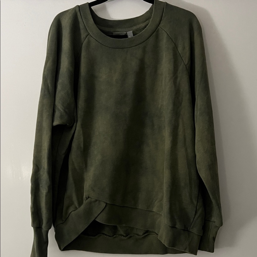 Zella Olive Green Pigment Dyed Women's Sweater